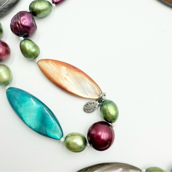 Sally C Treasures SX 925 Dyed Multicoloured Pearls & Mother of Pearl Necklace - Picture 5 of 10